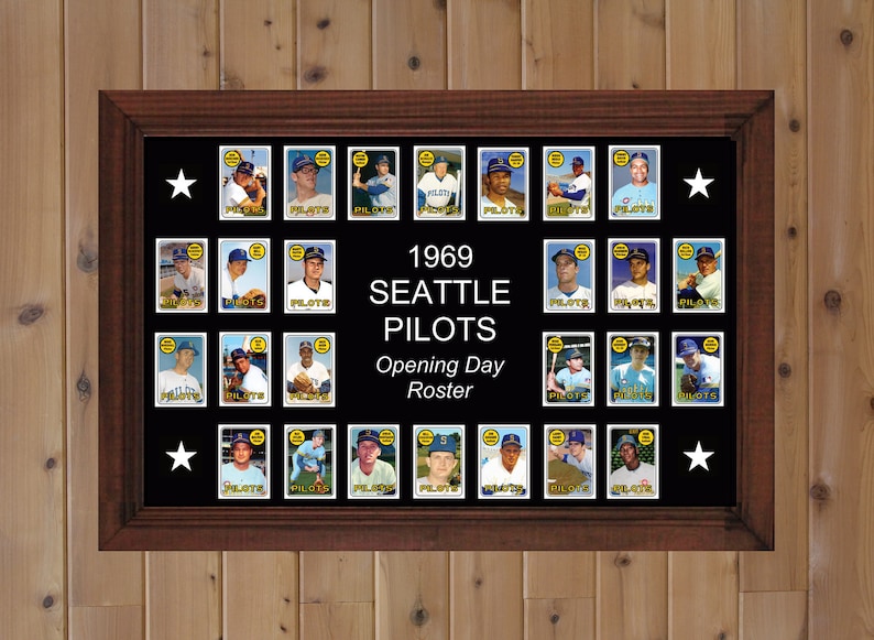 Pilot Roster Wall 1969 SEATTLE PILOTS Poster Decor Gift Wall Art 1969 Opening Day Team 17 ...