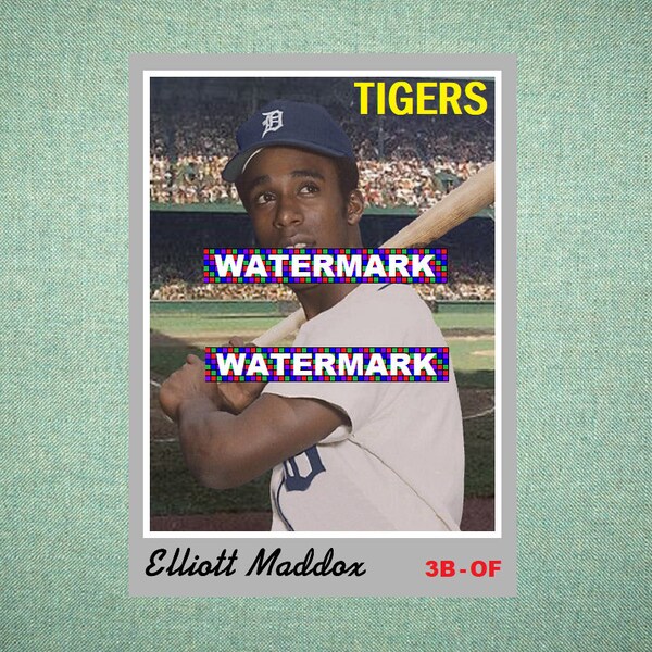 Elliott Maddox Detroit Tigers, ORIGINAL "Card That Could Have Been" by MaxCards, 1970 Style Custom Baseball Card 2.5 x 3.5 MINT