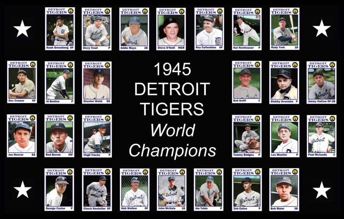 1945 DETROIT TIGERS Poster Decor Gift Wall Art 1945 World Etsy