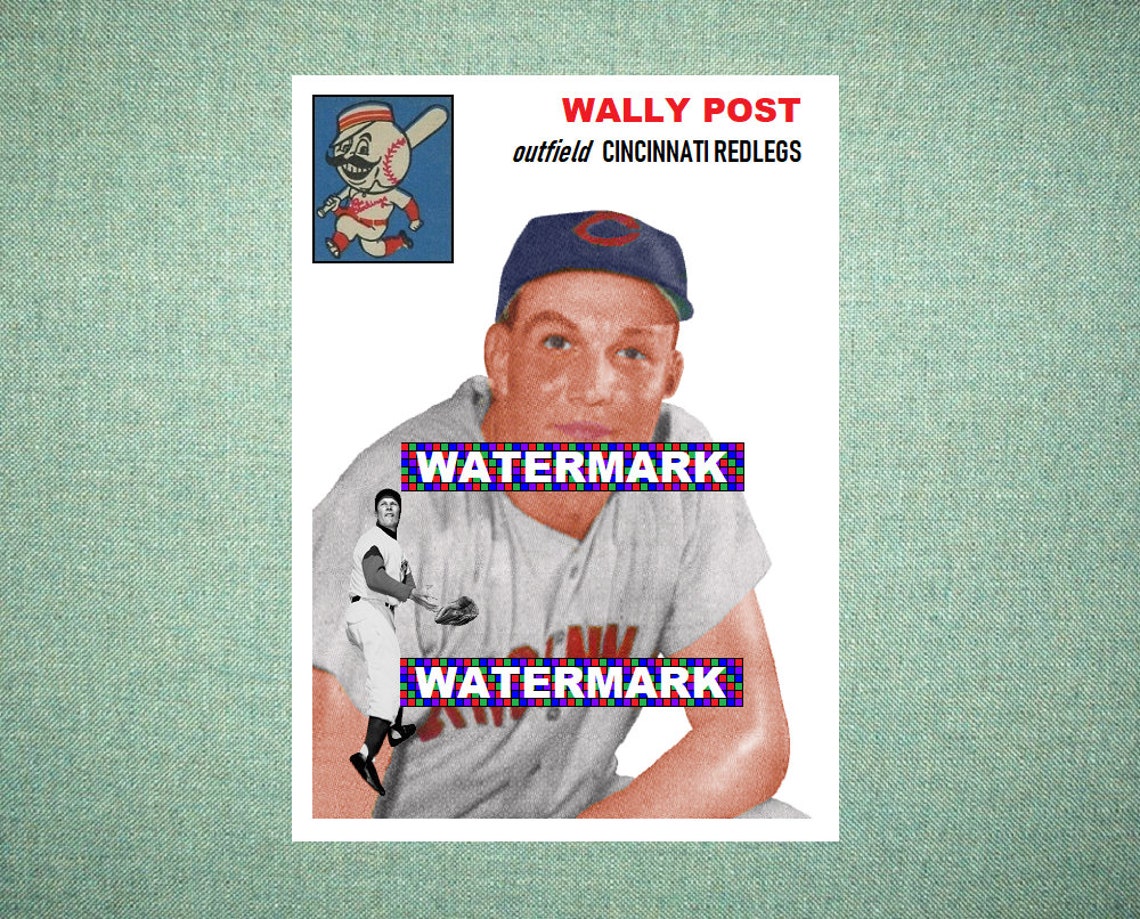 Wally Post Cincinnati Redlegs Custom Baseball Card 1954 Style Etsy