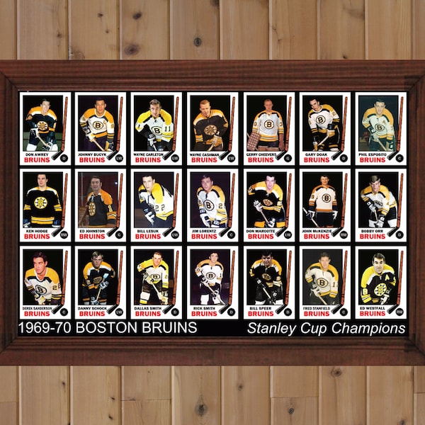 1970 BOSTON BRUINS Poster Decor Gift Wall Art 1970 Stanley Cup Team 17 x 11 Hockey Card Xmas Birthday Fan Gift Man Cave Decor