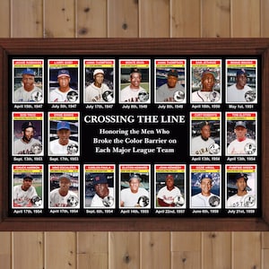 African American Baseball Card Poster 1st Black Players on Each Team in MLB Negro League Decor Xmas Birthday Gift Art History 17 x 11