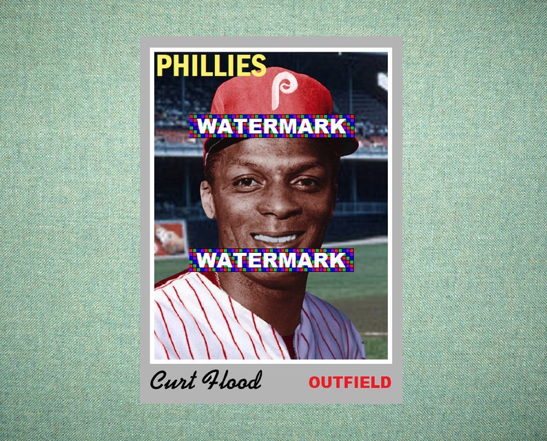 Curt Flood Philadelphia Phillies Custom Baseball Card 1970 Etsy
