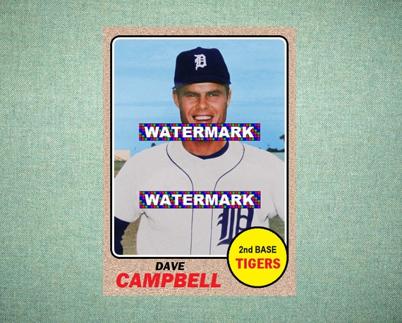 Dave Campbell Detroit Tigers Custom Baseball Card 1968 Style -  Sweden