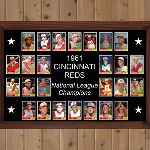1961 CINCINNATI REDS Poster Decor Gift Wall Art 1961 World Series Team 17 x 11 Baseball Card Xmas Birthday Fan Gift Man Cave Decor