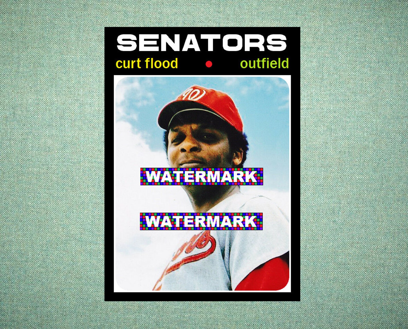 Curt Flood Washington Senators Custom Baseball Card 1971 Style Etsy