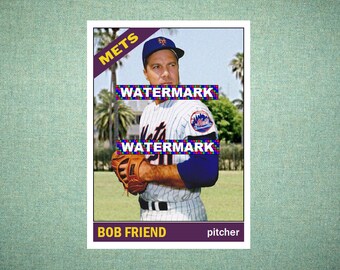 Bob Friend New York Mets, ORIGINAL "Card That Could Have Been" by MaxCards, 1966 Style Custom Baseball Card 2.5 x 3.5 MINT