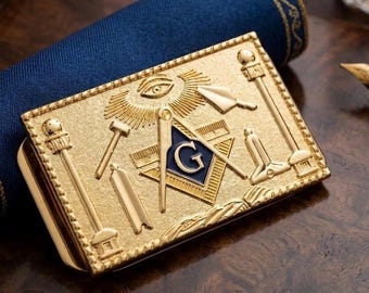 Set de regalo para padrinos de boda: clip para billetes masónico, obsequios únicos para la fiesta de bodas masculina, clip para billetes vintage dorado con el Ojo que Todo lo Ve, joyería de hermandad.