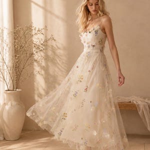 Embroidered Tulle Midi Dress - Etsy