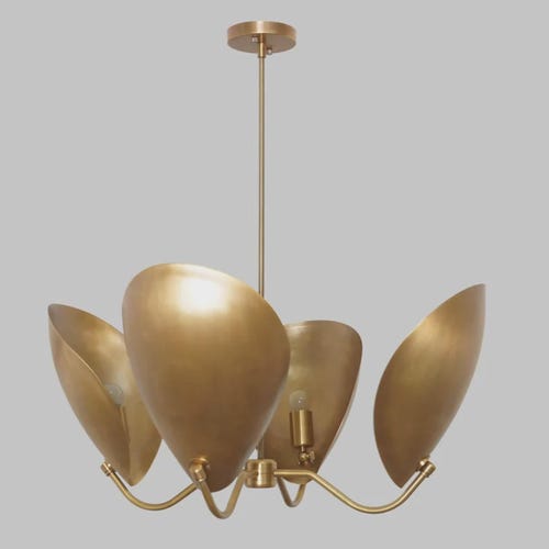 Lustre Sputnik en laiton style années 50 : Suspension Stilnovo italienne avec abat-jour disque