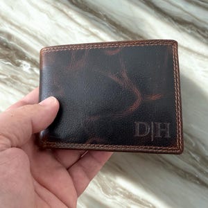 Personalisierte Premium Leder Geldbörse Herren Braun, Büffelleder Portemonnaie mit RFID, Handgefertigte Brieftasche, Geschenk für Männer