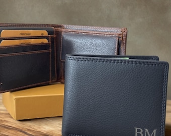 Father's Day Gift Personalized Leather Wallet for Men – Genuine Leather RFID Wallet – Gift for Dad Husband