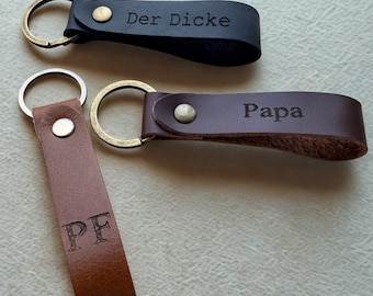 Personalisierter Leder Schlüsselanhänger mit Initialen, Gravur Geschenk für Männer & Frauen, Individuelles Schlüsselband