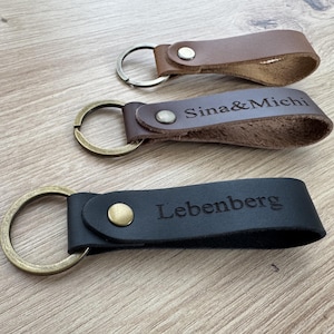 Personalisierter Leder Schlüsselanhänger mit Initialen - Gravur Geschenk für Ihn Sie, Personalized Leather Keychain