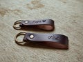 Personalized leather keychain with carabiner, Valentine's Day gift for women and men, engraved car key fob, gift for him product logo