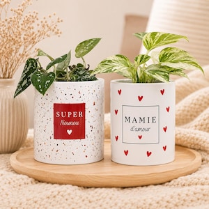 Gepersonaliseerde bloempot met naam, keramische bloempot met steengoed- of hartmotief, leuk cadeau-idee voor in huis, origineel cadeau-idee