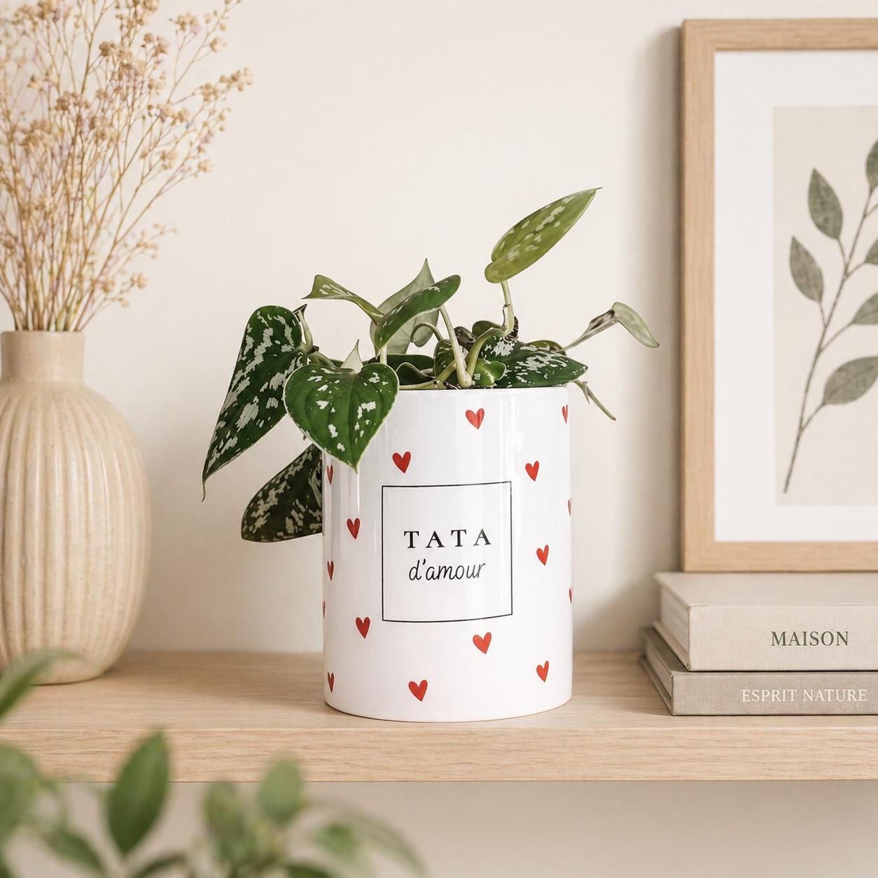 Jewelora Pot De Fleurs En Céramique Personnalisé 4 Noms - Cadeau Noël Succulente Intérieur Extérieur