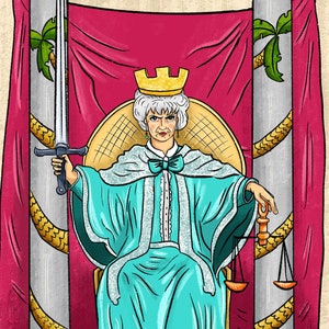 Goldene Mädchen Dorothy Zbornak "Gerechtigkeit" Tarot Karte Kunstdruck