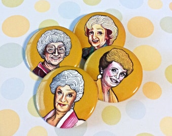 Golden Girls Rue McClanahan, Betty White, Bea Arthur, Estelle Getty Set of Four Buttons