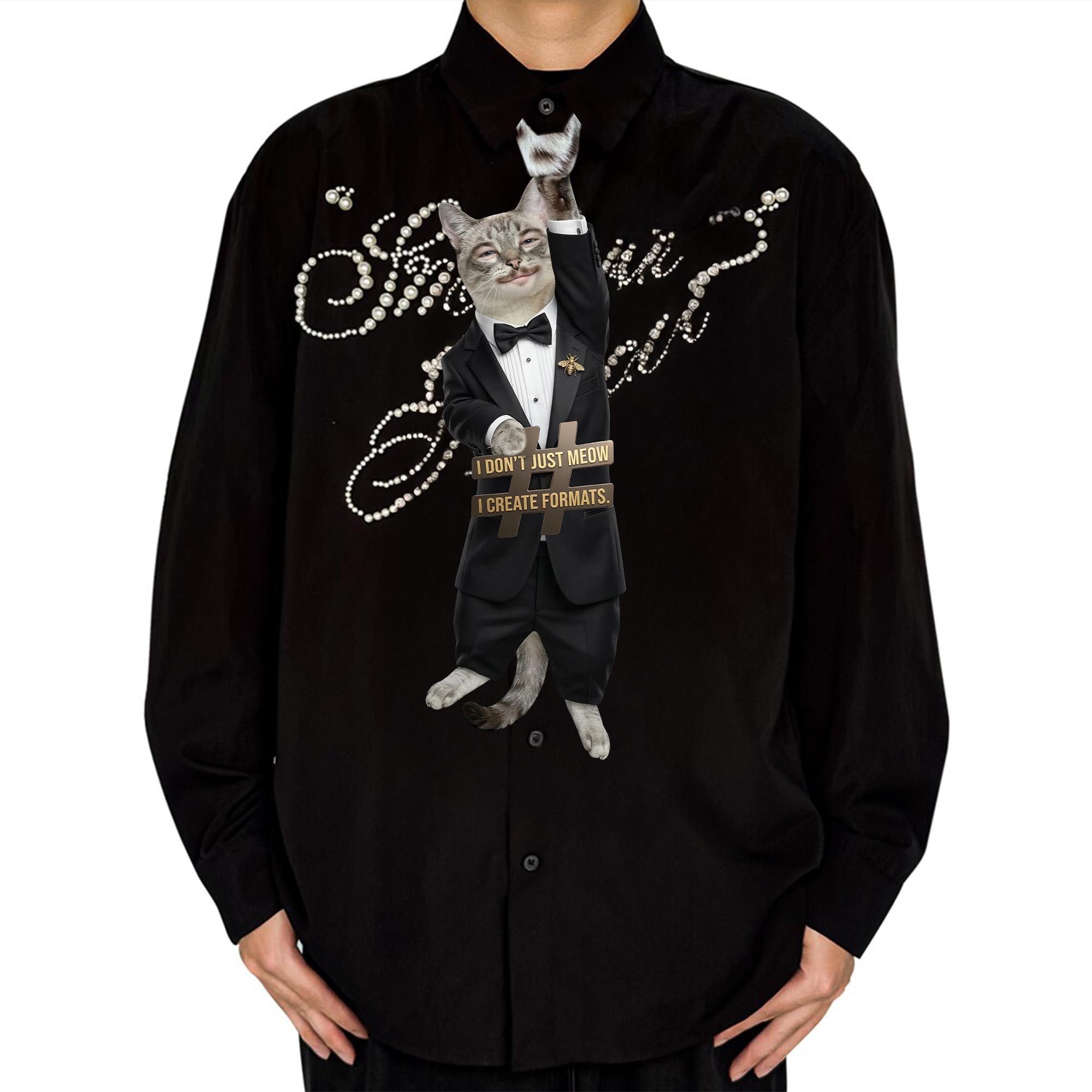 Discover Meownardo Funny Cat Tie, Funny Meow Formats Button Down, Dapper Tuxedo Cat Tie, Gift for Him