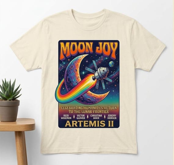 Moon Joy Artemis II Shirt Lunar Mission Tee, Crewed Moon Flyby Graphic Top, Humanity Returns to the Moon Gift