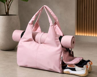 Gym Duffle Bag, Yoga Mat & Shoe Compartment, Travel Tote