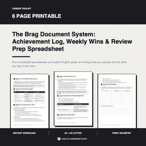 Brag Document Spreadsheet, Achievement Log, Review Prep (Digital Download)