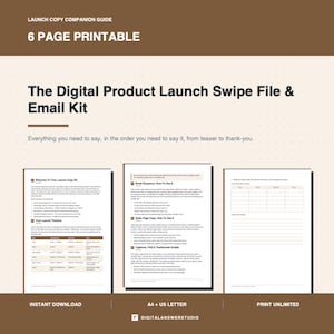 Digital Product Launch Kit | Editable Email Sequence, Sales Page Copy & Caption Swipe File | Etsy Seller, Course Creator, Coach Launch Templ