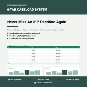 Special Education IEP Goal Caseload Tracker Spreadsheet (Google Sheets, Excel)