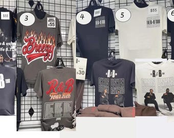 Maglietta ristampata del tour R&B 2026 di Chris Brown Usher - Merchandising del concerto
