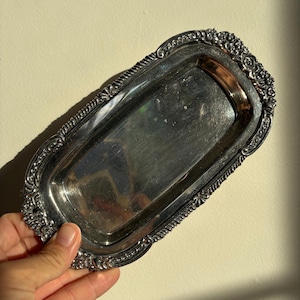 Vintage Galleon Silver Plate Serving Dish | Footed Tray with Handles | Entertaining Piece | Wander House Vintage