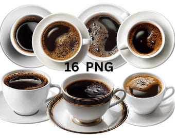 Schwarzer Kaffee Clipart | Kaffeetasse PNG | Moderne Küche Wand Dekor | Espresso Illustration | Sofortdownload | Kommerzielle Nutzung