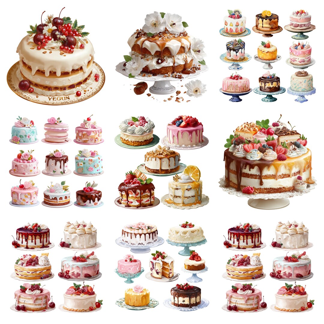 Cake Clipart Bundle | Birthday & Celebration Cakes PNG | Transparent ...