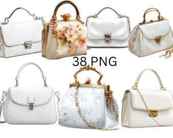 Elegante borsa da donna Clipart PNG / Illustrazione di borsa alla moda / Clipart di borsa di lusso / Sfondo trasparente