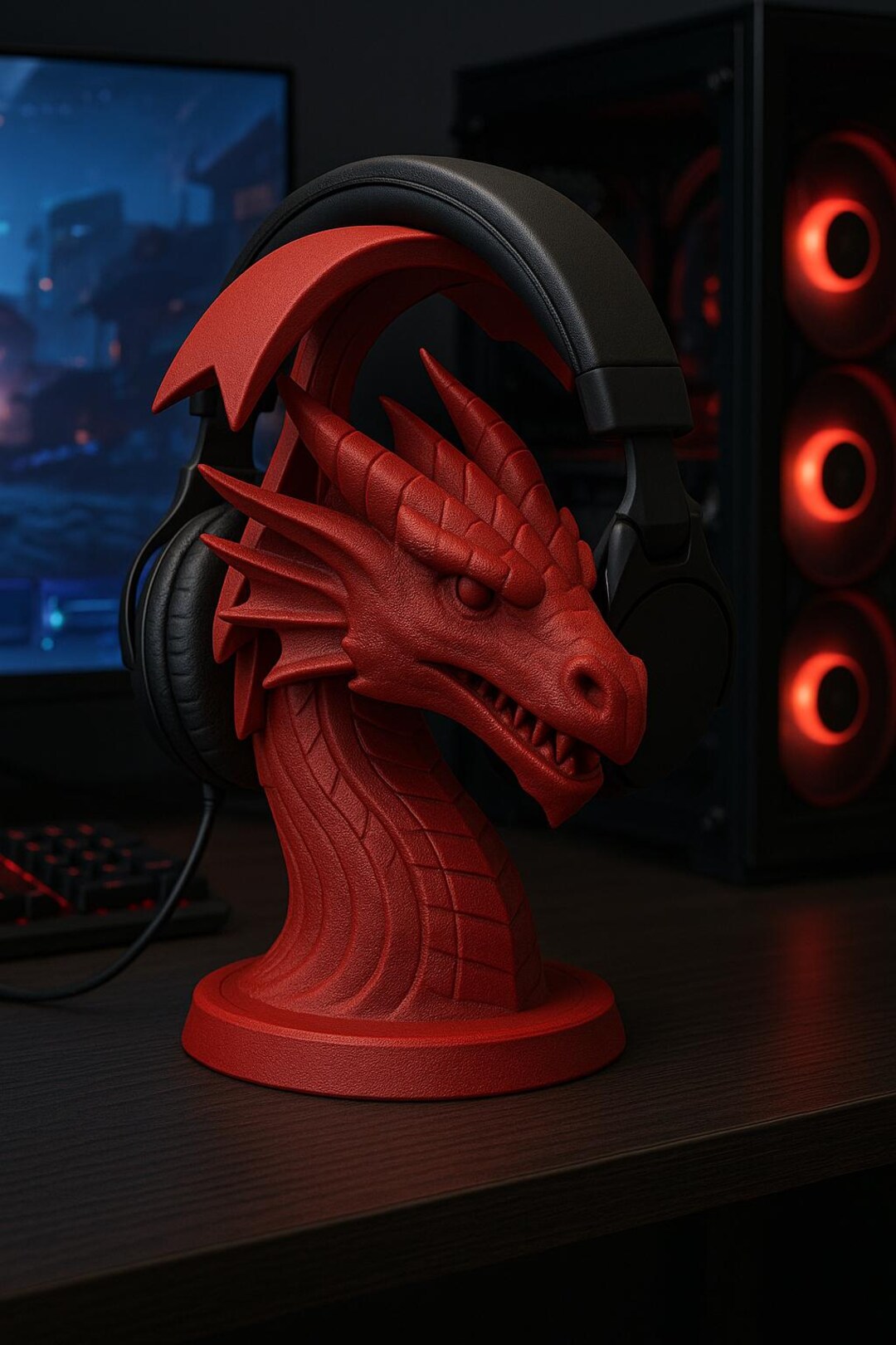3D Printable Headphone Stand | Dragon Desk Decor STL File (digital ...