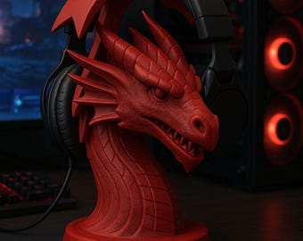 3D Printable Headphone Stand | Dragon Desk Decor STL File (Digital Download)