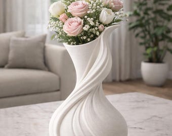 3D Printable Spiral Vase | Modern Twisted Vase STL File (Digital Download)