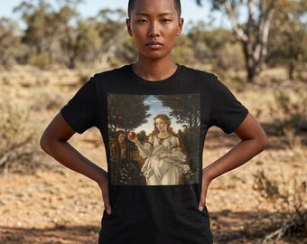 Renaissance T-shirt, woman with apple, classical art, aesthetics, vintage oil painting