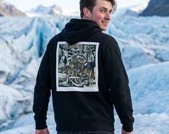 Tayfun Relug Hoodie German & Arabic Artistic Wolf Pack in Cubist Style Unisex Streetwear Hoodie