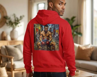 Boxer hoodie with art in the style of van Gogh and Picasso