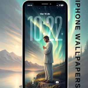 Christian iPhone Wallpaper,  Aurora Borealis Prayer Lock Screen, Devotional Faith Background, Inspirational Christian quotes, digital