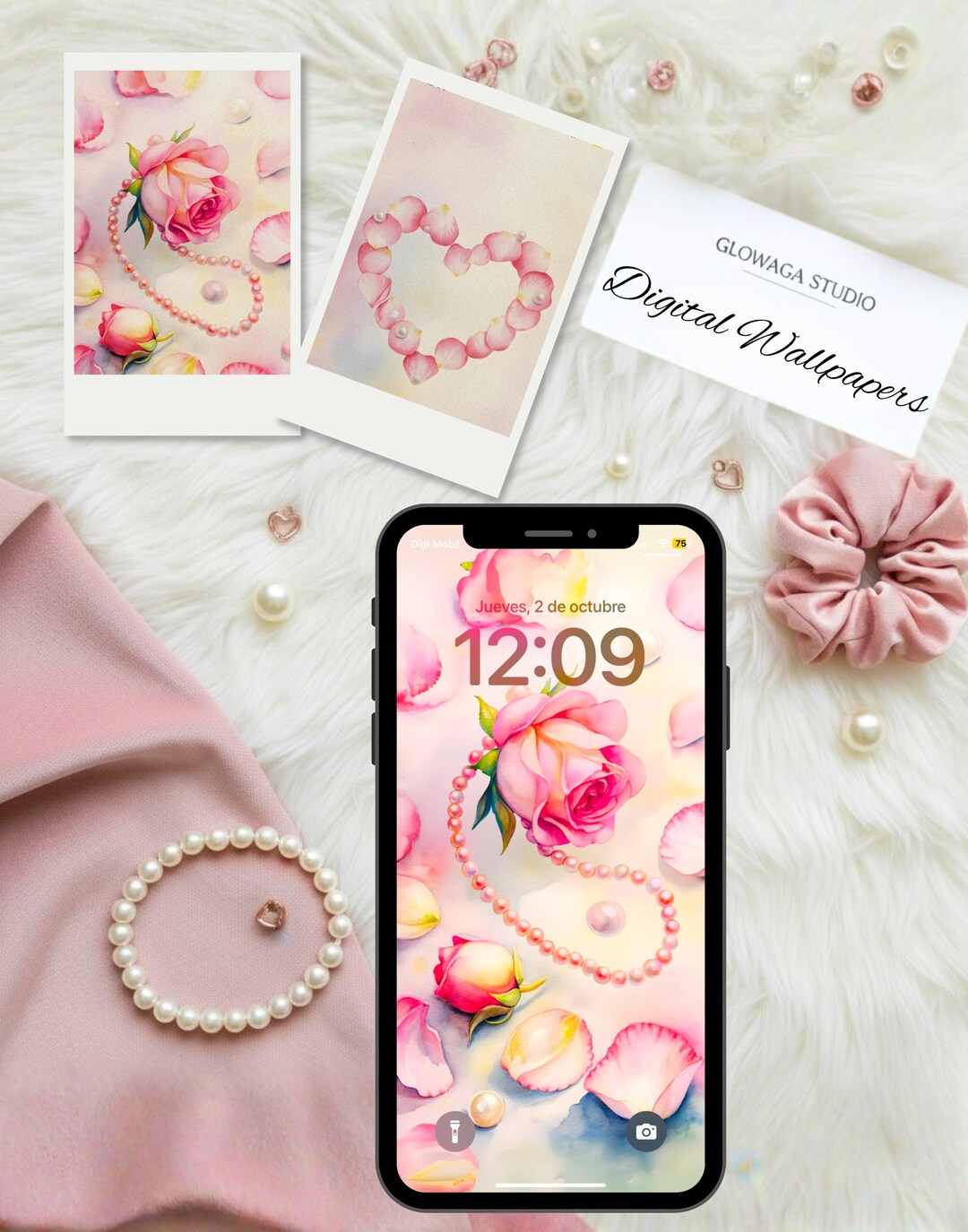 Coquette Aesthetic Wallpaper Rose Petal Heart for Iphone, Romantic ...