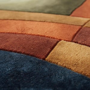 Mid Century Wavy Abstract Rug, Retro Geometric Pattern Carpet image 6