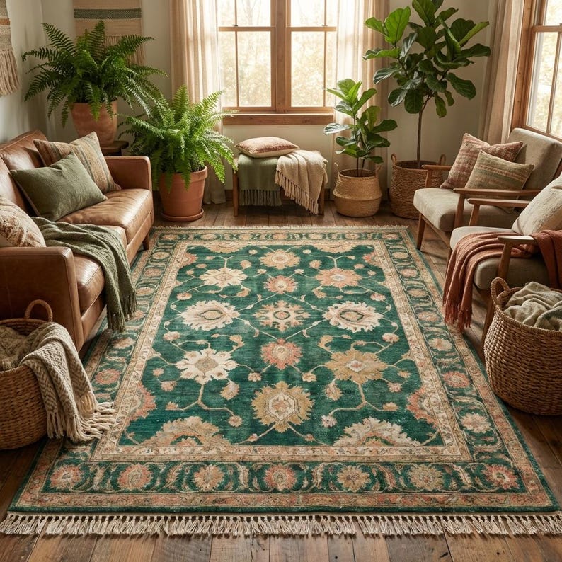 Hand knotted rug available in rectangular area rug, runner for hallway, and round shapes for versatile home styling options