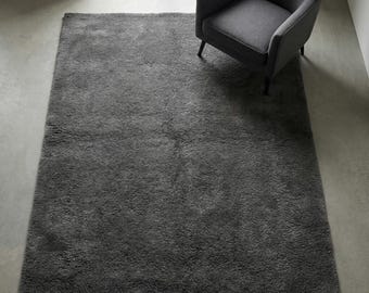 Soft Plush Grey Rug • Hand Tufted Modern Area Rug