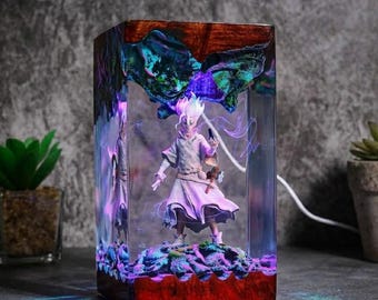 Sen.ku I.shiga.mi Dr St.0.ne Anime Wood Resin Lamp | Science Kingdom LED Night Light | Unique Manga Fan Gift | Desk Decor