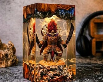 Eld.en Ri.ng Rada.hn Resin Lamp, Starscourge Rada.hn Diorama LED Night Light, Handmade Gaming Desk Decor, Fantasy Game Gift