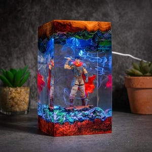 Lámpara diorama G.uts Ber.serk, luz nocturna de resina personalizada, regalo para fans del anime, manga y videojuegos, decoración de escritorio única, escultura de cueva LED.