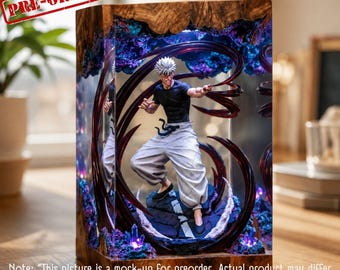 JJK LED Resin Wood Lamp, Anime Character Diorama, G0.J0 Su.ku.na Action Figure Display,  Manga Fan Desk Decor Gift