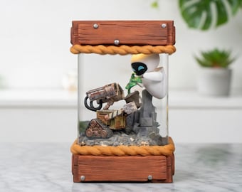 W.A.LL.E Und E.V.E Harz Lampe, Handgefertigte Roboter Paar Nachtlicht, Pixar Film Fan Geschenk, Einzigartige Sci-Fi Wohnkultur